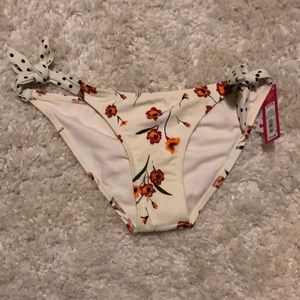 White bathing suit bottoms with Floral design